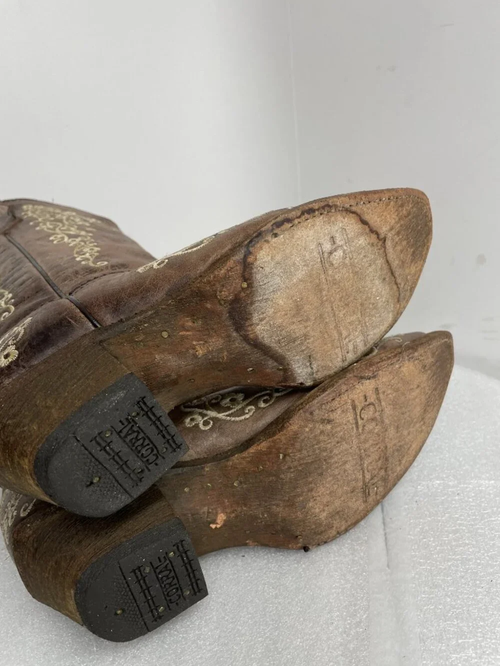 Corral Western Leather Boots Teens Snip Toe Brown Cowgirl Cowboy Girls Youth 3.5